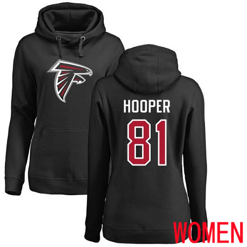 Atlanta Falcons Black Women Austin Hooper Name And Number Logo NFL Football #81 Pullover Hoodie Sweatshirts